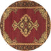 Round Persian Brown Traditional Rug, tr4234brn