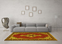 Machine Washable Persian Yellow Traditional Rug, wshtr4234yw