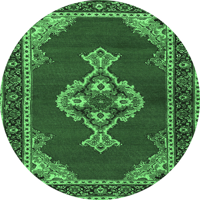 Round Persian Emerald Green Traditional Rug, tr4234emgrn