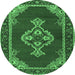 Round Persian Emerald Green Traditional Rug, tr4234emgrn