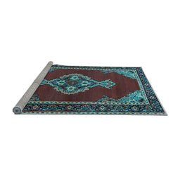 Sideview of Machine Washable Persian Light Blue Traditional Rug, wshtr4234lblu