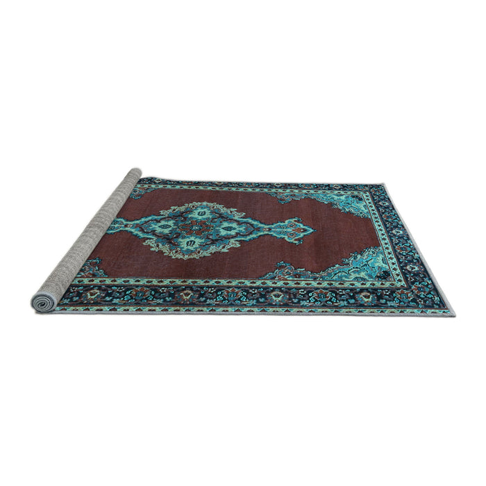 Sideview of Machine Washable Persian Light Blue Traditional Rug, wshtr4234lblu