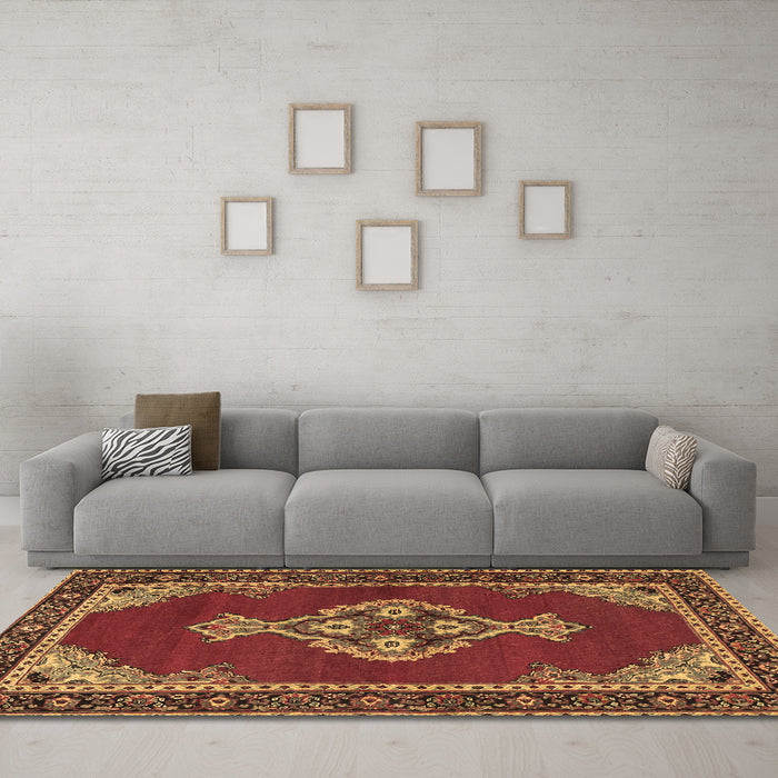 Machine Washable Persian Brown Traditional Rug in a Living Room,, wshtr4234brn