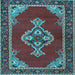 Square Machine Washable Persian Light Blue Traditional Rug, wshtr4234lblu