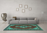 Machine Washable Persian Turquoise Traditional Rug, wshtr4234turq