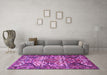 Machine Washable Persian Purple Traditional Area Rugs in a Living Room, wshtr4235pur