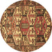 Round Machine Washable Persian Brown Traditional Rug, wshtr4235brn