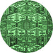 Round Persian Emerald Green Traditional Rug, tr4235emgrn
