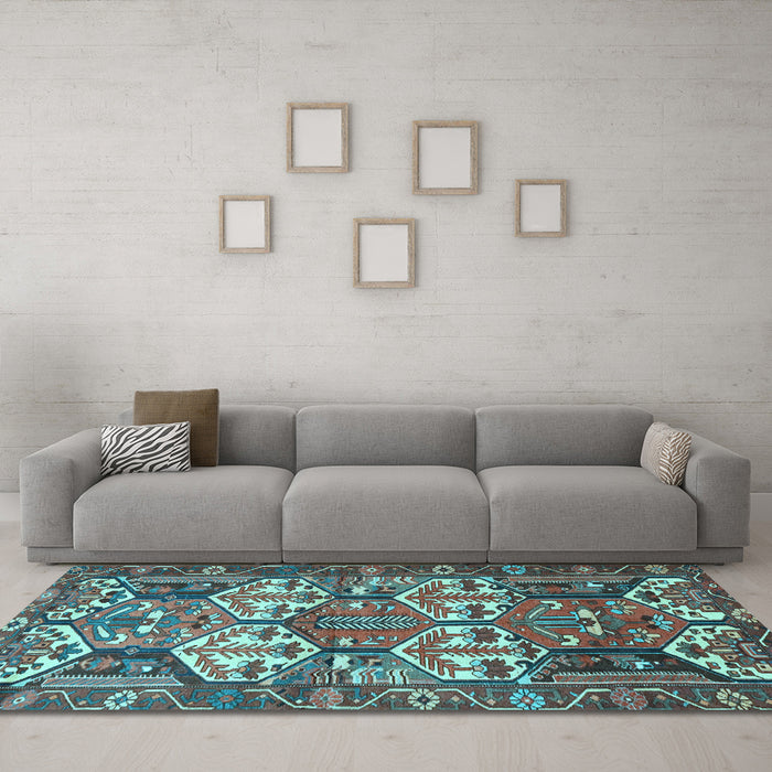 Machine Washable Persian Light Blue Traditional Rug in a Living Room, wshtr4235lblu