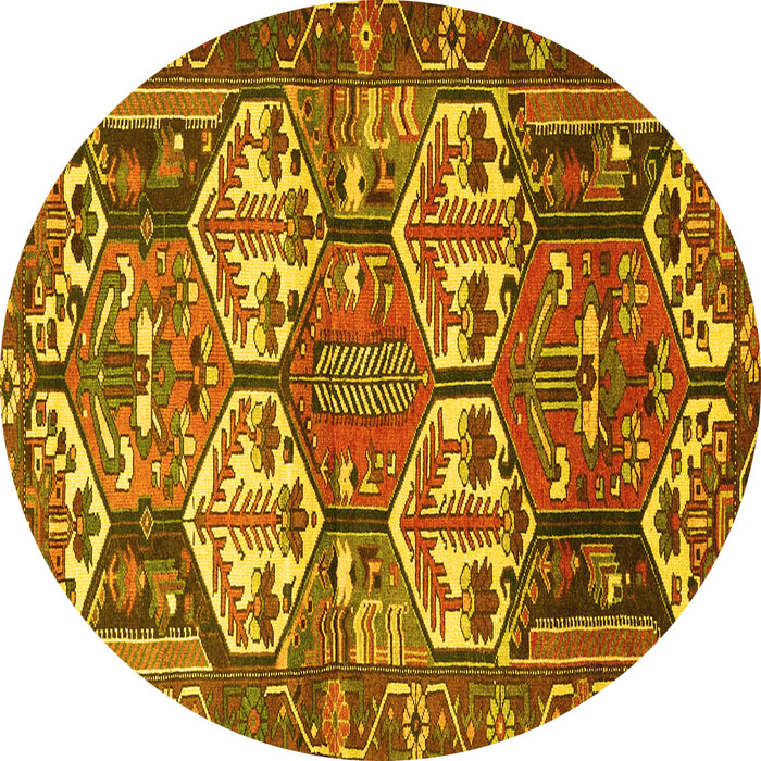 Round Persian Yellow Traditional Rug, tr4235yw