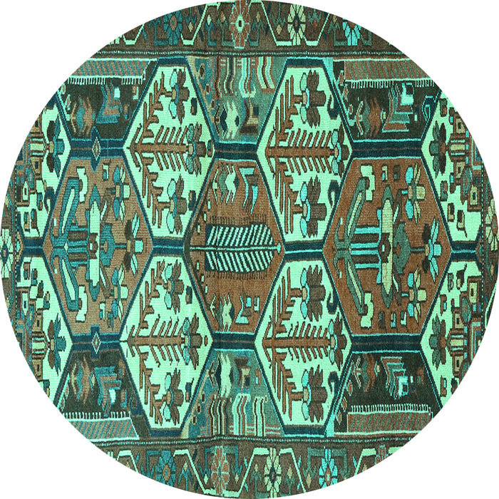 Round Persian Turquoise Traditional Rug, tr4235turq