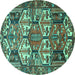 Round Persian Turquoise Traditional Rug, tr4235turq