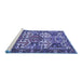 Sideview of Machine Washable Persian Blue Traditional Rug, wshtr4235blu