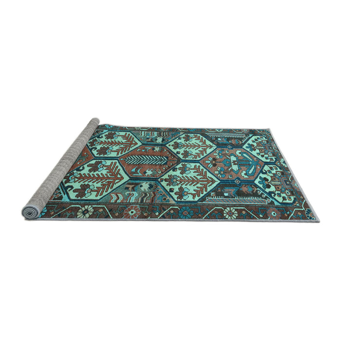 Sideview of Machine Washable Persian Light Blue Traditional Rug, wshtr4235lblu