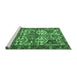 Sideview of Machine Washable Persian Emerald Green Traditional Area Rugs, wshtr4235emgrn