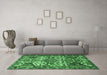 Machine Washable Persian Emerald Green Traditional Area Rugs in a Living Room,, wshtr4235emgrn