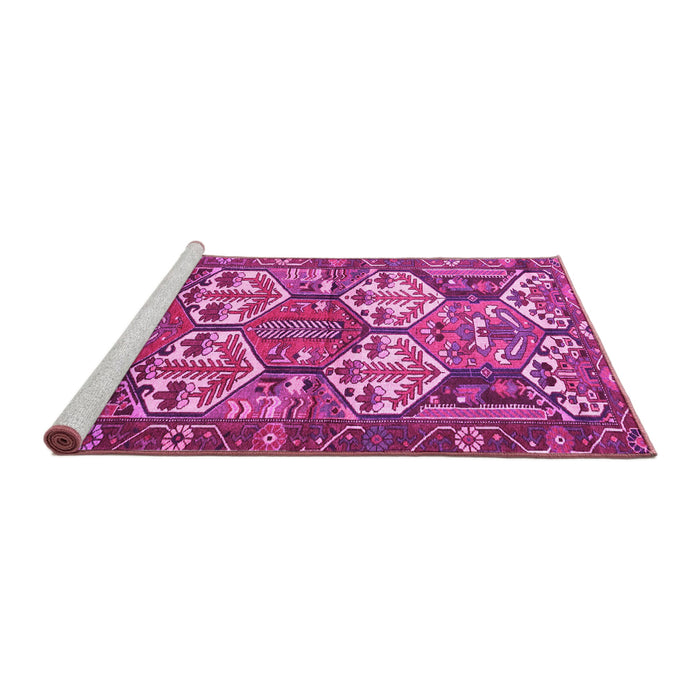 Sideview of Machine Washable Persian Pink Traditional Rug, wshtr4235pnk