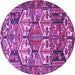 Round Machine Washable Persian Purple Traditional Area Rugs, wshtr4235pur