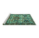 Sideview of Machine Washable Persian Turquoise Traditional Area Rugs, wshtr4235turq