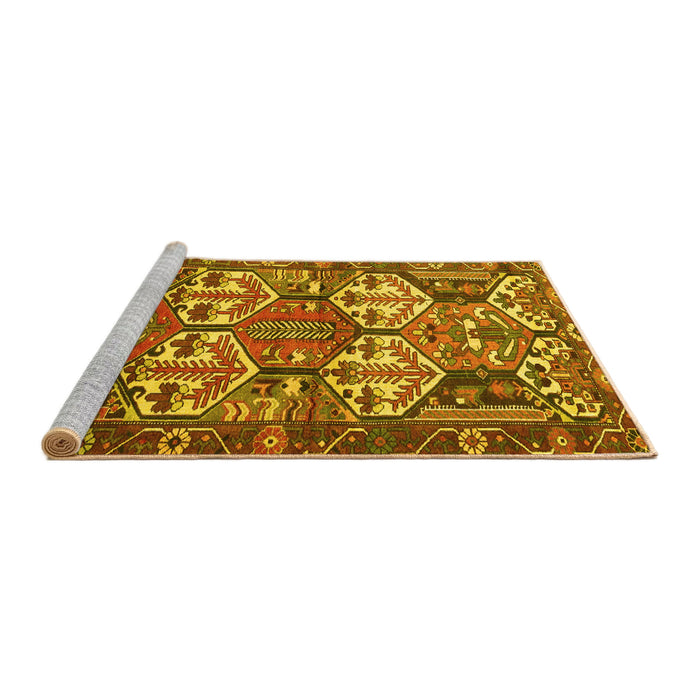 Sideview of Machine Washable Persian Yellow Traditional Rug, wshtr4235yw