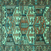 Square Machine Washable Persian Turquoise Traditional Area Rugs, wshtr4235turq