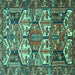 Square Persian Turquoise Traditional Rug, tr4235turq