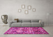 Machine Washable Persian Pink Traditional Rug in a Living Room, wshtr4235pnk