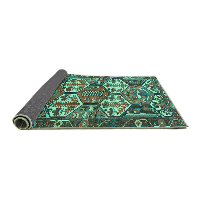 Sideview of Persian Turquoise Traditional Rug, tr4235turq