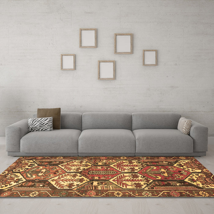 Machine Washable Persian Brown Traditional Rug in a Living Room,, wshtr4235brn