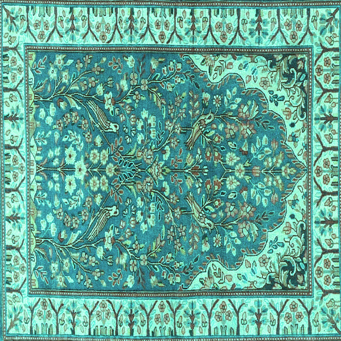 Square Machine Washable Animal Turquoise Traditional Area Rugs, wshtr4236turq