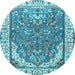 Round Animal Light Blue Traditional Rug, tr4236lblu