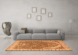 Machine Washable Animal Orange Traditional Area Rugs in a Living Room, wshtr4236org