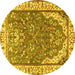 Round Animal Yellow Traditional Rug, tr4236yw