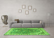 Machine Washable Animal Green Traditional Area Rugs in a Living Room,, wshtr4236grn