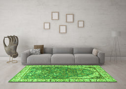 Machine Washable Animal Green Traditional Area Rugs in a Living Room,, wshtr4236grn
