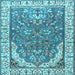 Square Animal Light Blue Traditional Rug, tr4236lblu