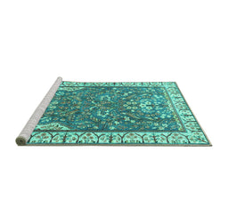 Sideview of Machine Washable Animal Turquoise Traditional Area Rugs, wshtr4236turq