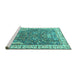 Sideview of Machine Washable Animal Turquoise Traditional Area Rugs, wshtr4236turq