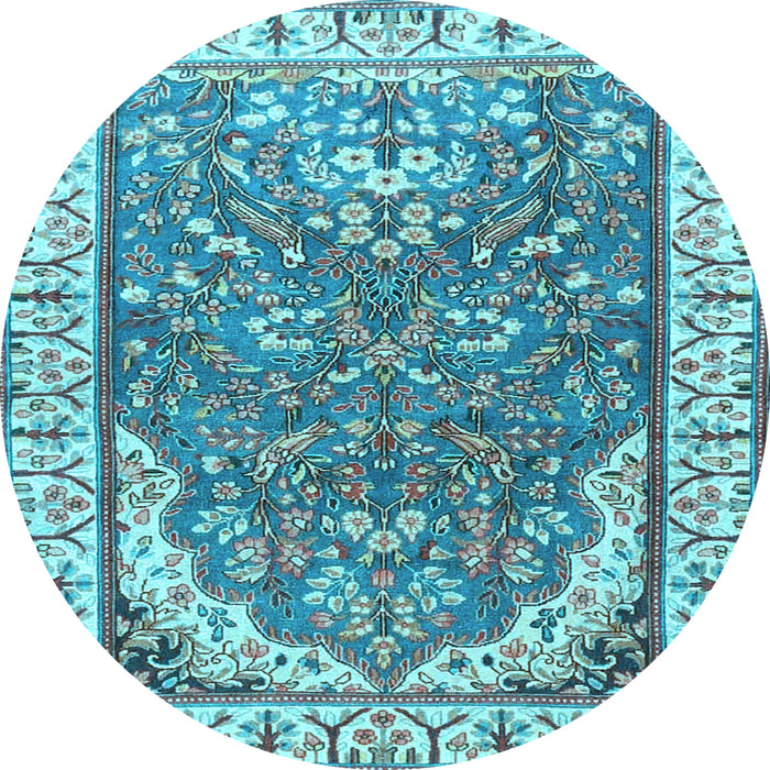 Round Machine Washable Animal Light Blue Traditional Rug, wshtr4236lblu
