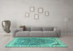 Machine Washable Animal Turquoise Traditional Area Rugs in a Living Room,, wshtr4236turq