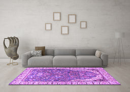 Machine Washable Animal Purple Traditional Area Rugs in a Living Room, wshtr4236pur