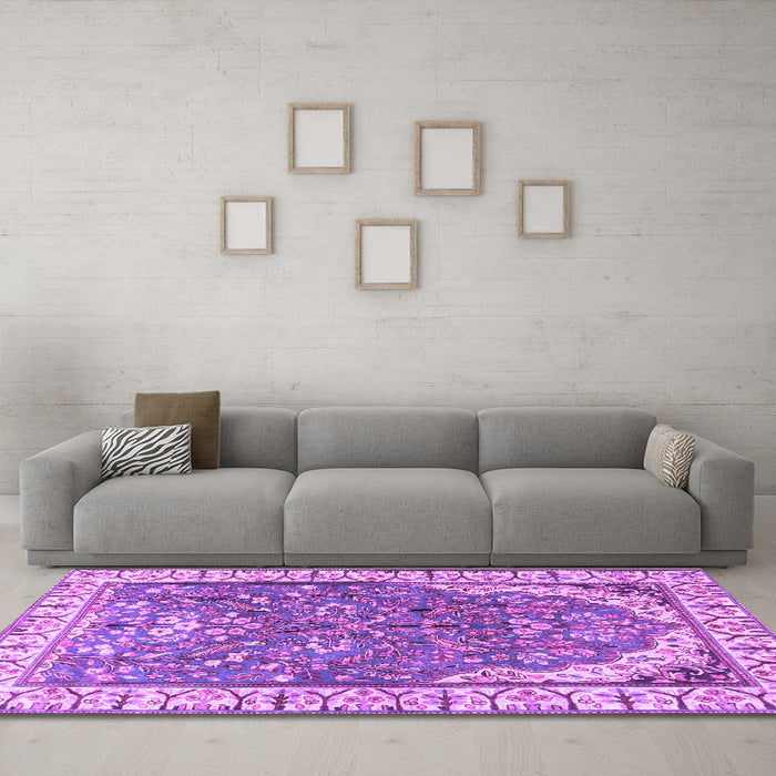 Machine Washable Animal Purple Traditional Area Rugs in a Living Room, wshtr4236pur