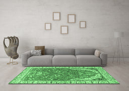 Machine Washable Animal Emerald Green Traditional Area Rugs in a Living Room,, wshtr4236emgrn