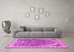 Machine Washable Animal Pink Traditional Rug in a Living Room, wshtr4236pnk