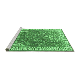Sideview of Machine Washable Animal Emerald Green Traditional Area Rugs, wshtr4236emgrn