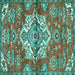 Square Machine Washable Persian Turquoise Traditional Area Rugs, wshtr4237turq