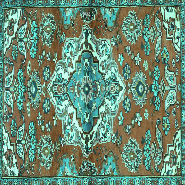 Square Persian Turquoise Traditional Rug, tr4237turq
