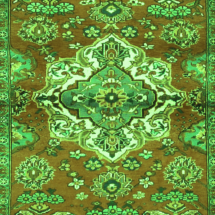 Serging Thickness of Machine Washable Persian Green Traditional Area Rugs, wshtr4237grn
