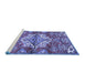 Sideview of Machine Washable Persian Blue Traditional Rug, wshtr4237blu