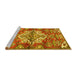 Sideview of Machine Washable Persian Yellow Traditional Rug, wshtr4237yw